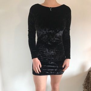 Long sleeve black mini dress